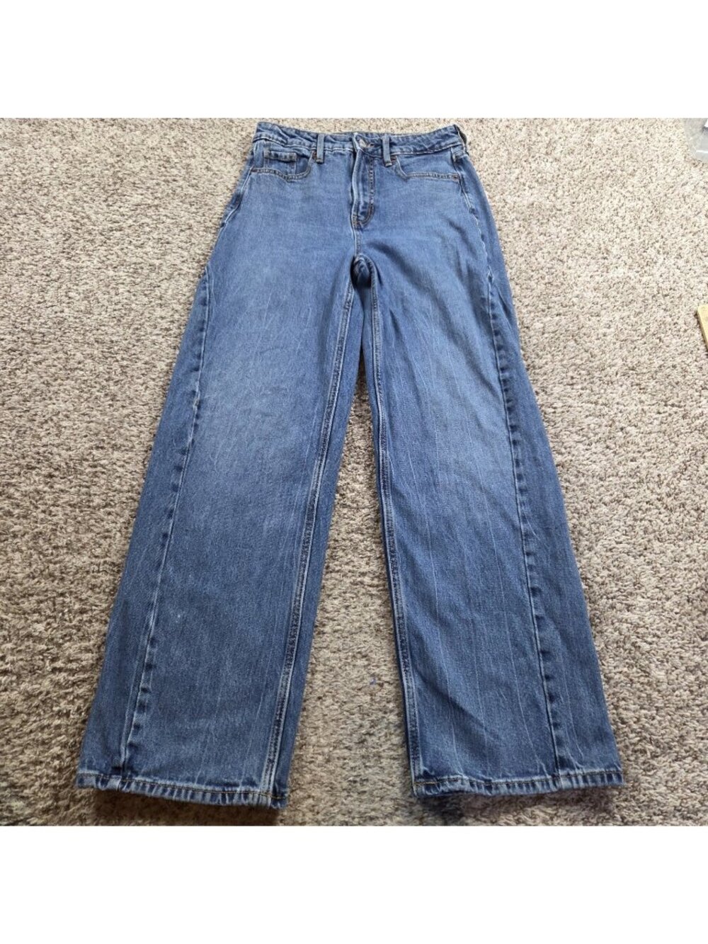 Old Navy Jeans Womens 4 Wide Leg Extra High Rise Disco Dark Wash Skater Denim